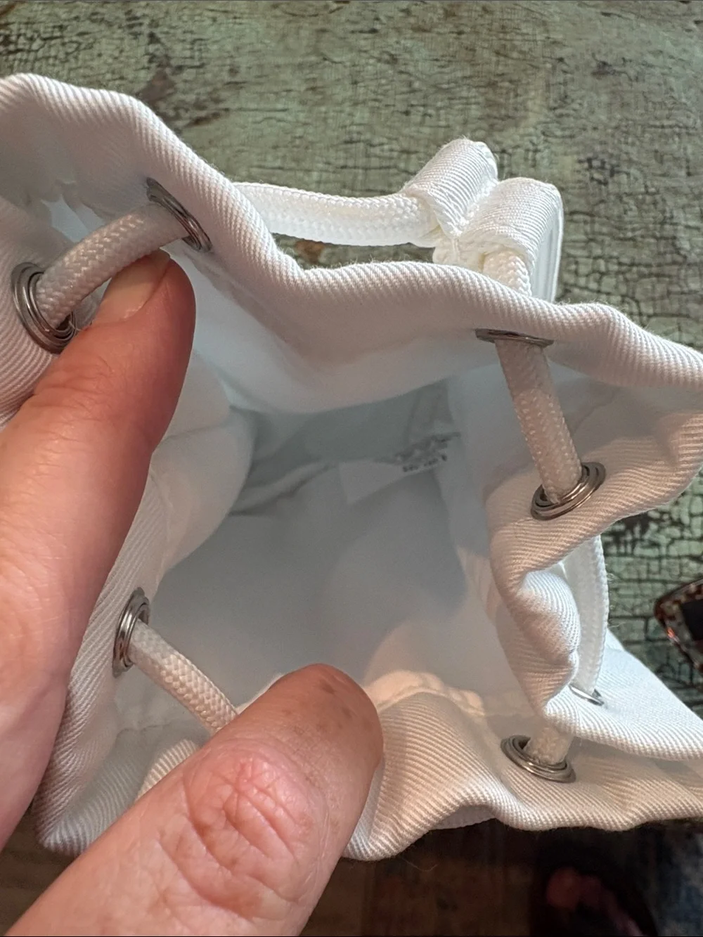 Dior Beauty White Embroidered Drawstring Cosmetic Pouch Bag